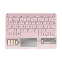 접이식 키보드 무선 터치 패드가 있는 투명 RGB 블루투스 키보드 iPad 안드로이드 iOS 윈도우 태블릿용 충, 한개옵션2, 04 Pink, 04 Korean Layout