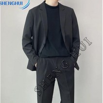 SHENGHUI 남성용 단추 두 개 데일리 오버핏 싱글 블레이져 자켓SH8*8LW