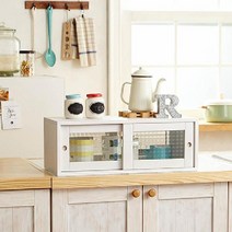 레트로 미닫이 찬장 옛날 그릇장 원목 캐비넷 수납장 선반, 미니 화이트