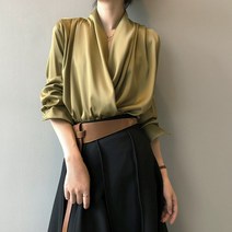 무드무드 고쉬 포멀 실키 랩 블라우스