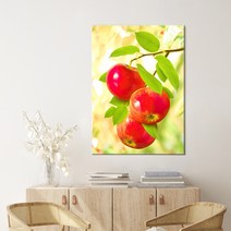 [인메이블] 돈들어오는 푸른 사과 그림 액자 대형 캔버스 생기 과일 주방 거실 풍수 인테리어 선물, 28.[I]복덩이빨간사과, 캔버스 액자