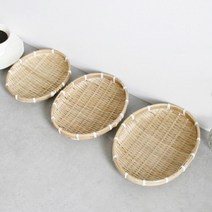 [도란몰] 타원형 대나무 소쿠리 둥근 채반 전소쿠리, 대나무채반(타원) - 대(약 24cm)