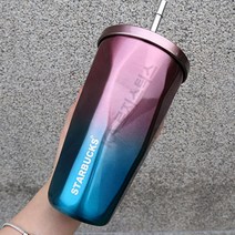 스타벅스 크러쉬 콜드컵 보틀 텀블러 세척솔 에코백 서비스 473ml, 퍼플블루