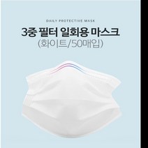 일회용 덴탈 마스크 ( 화이트&블루 ) [1박스50매입], 1박스, 1번