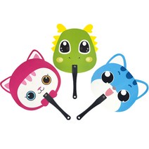 컬러풀 얼굴 디자인 귀여운 부채 햇빛 가리개 미니 휴대용, 91공룡