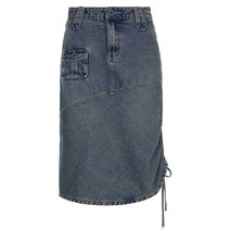 청치마 바지 여성 데님 청 치마 스커트 Musuos 빈티지 패션 랩 솔리드 컬러 허리 사이드 drawstring 카고 streetwear