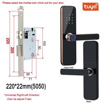 도어락 생체 인식 지문스마트 카드암호키 잠금 해제usb 비상 충전 기능이 있는 tuya wifi 전자 스마트 록 261, 없음, 220x22(5050)