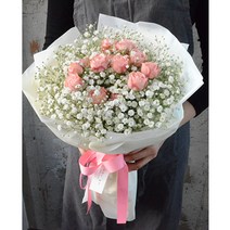 안개꽃다발 자나장미꽃다발 생화 여자친구선물 졸업꽃다발 꽃은언제나옳다, 자나장미+안개꽃다발