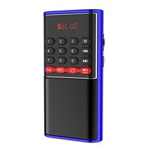 미니 FM 라디오 휴대용 블루투스 스피커 MP3 음악 플레이어 디지털 디스플레이 지원 TF 카드 USB 이어폰 재, 02 Blue