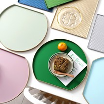 카페 감성 컬러 사각 반달 논슬립 쟁반 칠기 서빙 빵 혼밥 트레이 멜라민 플라스틱, 05-컬러 사각 논슬립 쟁반 대 핑크