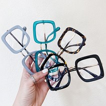 특이한 스퀘어 두꺼운 뿔테 투명 호피 큰 대두 안경테