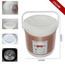 멀티압력쿠커 스테인레스 스마트 전기냄비 12V 및 24 V 1.6L 자동차 전기 밥솥 트럭 음식 찜기 온열 장치 빠른 난방 도시락에 적합, [02] 12V 24V GOLD