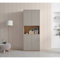 심플 주방 거실 와이드 수납장 80cm 2색 다이닝룸 보조 키큰 그릇 가구, 그레이