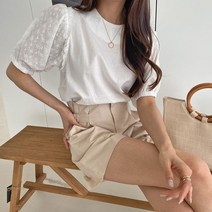 리엘라 헤스코 라운드넥 레이스 반팔 블라우스