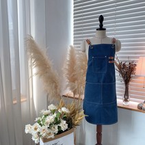 코모코모 바리스타 프리미엄 캔버스 앞치마, 블루데님, 1개