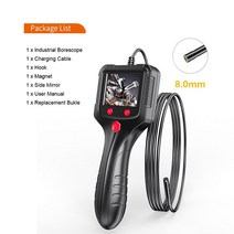 배관내시경카메라 P10 | 차량용 내시경 카메라 2.8 인치 IPS 스크린 배관 검사 하수구용 비디오, 02 P100 8.0mm_02 5m