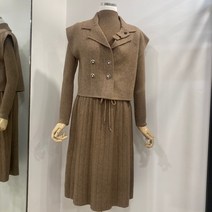 [더이스트샵] 더블버튼 카라조끼세트 플리츠 니트원피스