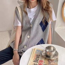 채윤러브 chaeyoon love 가을 겨울 캐주얼 여성 브이넥 울 니트 조끼