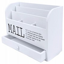 Juvale 3 Tier Wooden Mail Desktop Organizer & Sorter with Storage Drawer - for Office and Home - Kee, 1, White