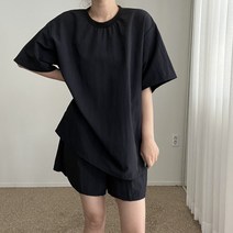 에이치스 깔끔한 무지 반팔반바지 바스락 아노락 여름 여성 운동복세트