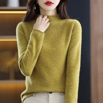 하프 칼라 캐시미어 스웨터 여성 봄 가을 겨울 풀오버 양모 따뜻한 니트 점퍼