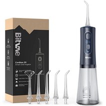 Bitvae 워터 플로서 프로페셔널 for 치아 휴대용 300ML 클리너 Picks 3 클리닝 모드s 6 젯 팁s IPX7 방수 USB 재충전되는 덴탈 C2 치아세정기 세정 치석제, 다크 블루