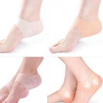 실리콘뒤꿈치보호양말 풋패드 각질패드 뒷꿈치보습, 구멍-살구
