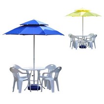 [둥둥이몰]정원 야외용 테이블 파라솔 세트 테라스 의자 4개 테이블의자 카페 접이식 플라스틱 편의점집들이 개업선물, 파라솔대형빨강_테이블청색-의자적색