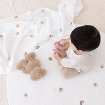 바미블랑 어린이집 베어가족 원형 에어메쉬 낮잠패드 쿨매트 신생아 아기 유아용 모달, 베어가족 원형 에어메쉬 패드