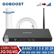 GOBOOST 70dB 신호 부스터 2G 3G 4G 셀룰러 증폭기 LTE 700 800 850 900 1800 2100 MHz 네트워크 리피터 360 ° 안테나 키트 포함, 1800MHz Band3, 3.1800MHz Band3
