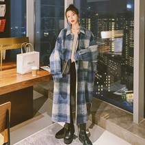 체크 롱 남방 코트 자켓 루즈핏 유니크룩 BC110021WD