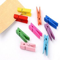 컬러 나무 사진집게 미니 노끈 사진걸이, 4.5cm