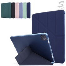 아이패드프로3세대 11인치 A1980 A2013 삼각폴딩 레더 가죽 TPU 펜슬롯 펜슬수납 태블릿 케이스, stc045 핑크