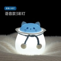 다이소 무드등 식빵 취침등 우주인 고래 우주비행사 튤립 조명 집들이선물 간접조명 알전구 커튼박스 불멍 달 미러볼 콘센트 아크릴 오로라 토끼 고양이, 3W 보이스 블루 캣
