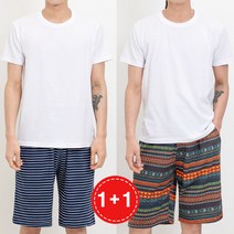 남자홈웨어스트라이프반바지1+1 남성밴딩바지 남성 홈웨어