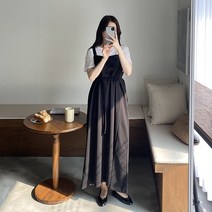 퍼니걸스 6410 데일리 뷔스티에 무지 지지미 스트랩 롱 여성 원피스 여성의류