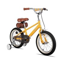 3-12세 유아 및 어린이를 위한 JOYSTAR 어린이용 자전거 복고풍 스타일의 남학생 여, Yellow, 12 Inch With Training Wheels