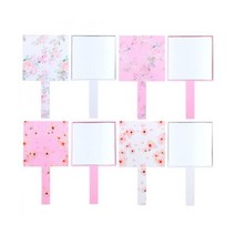 제이큐 사각 손거울 플라워 화장 미용 휴대용 거울 대 1P X ( 2매입 ), 핑크장미