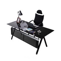 TS11 강화유리책상사무실 컴퓨터책상 2000x900 철제 컴퓨터 사무용 게이밍 데스크, 10T 블랙