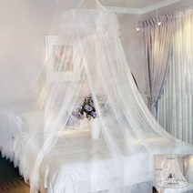 유럽풍 레이스 공주 커튼 침대 캐노피 모기장 화이트