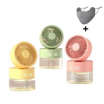 domiheat 미니 냉풍기 휴대용 에어컨 쿨러 가습 아이스팬+자외선 차단 마스크, GREEN+자외선 차단 마스크