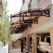 1870X9100 조립식캐노픽스 브라켓 렉산시공업체 주차장 계단캐노피 자재 유리캐노픽스, 투명, 그레이, 블랙