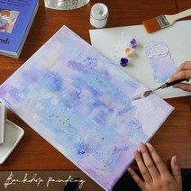 DIY 백드롭 페인팅 키트 4color [a la main 캔버스 아크릴 화 추상화 나이프화 유화 그리기 그림 미술 세트 피포페인팅], 가장따뜻한색블루, 캔버스6호+모델링페이스트