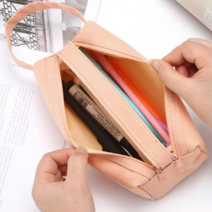 지니홀딩스 1+1 더블 포켓 필통 천 필통 투지퍼 필통 학생필통, 그레이+핑크