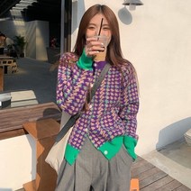 [리즈무드] 팝잇 체크 컬러 가디건