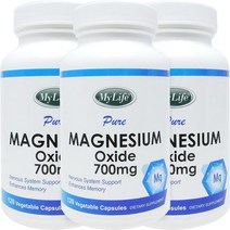 [미국번개배송] 착한명품 마이라이프 내추럴스 마그네슘 옥사이드 (산화) 700mg 120정 3병