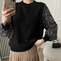 바보사랑 여자 호피블라우스 긴팔맨투맨 깃털 블라우스.옷자락(무료배송)