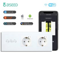 스마트 자동 커튼 IOT 블라인드 bseed triple wifi 터치 스위치 벽 터치 스위치 크리스탈 터치 스위치 무선 제어 google alexa tuya appiot, 하얀, 나는 표준
