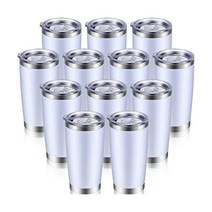 뚜껑이 있는 20oz 텀블러 스테인리스 스틸 머그컵 뚜껑이 있는 이중 벽 진공 단열 커피 컵 분말 코팅 여행용 머그컵(블랙) 가정 사무실 주방 뜨거운 음료와 차가운 음료를 마, White