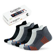 GoWith 남성용 대나무 운동용 발목 양말 3~6켤레 로우컷 컬러풀 스니커즈 양말 이음매 없는 얇은 노쇼 골프 멀티컬러 - 6쌍 [관부가세 포함] 709465, 9-12 Short